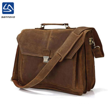 wholesale custom durable men leather laptop bag for 2018